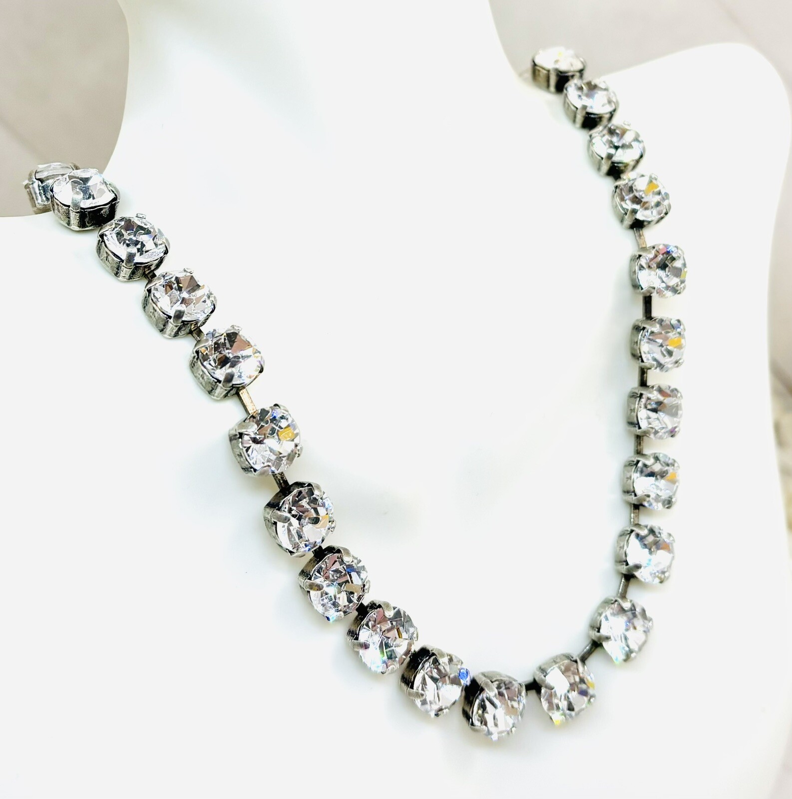 8mm Clear Crystal Cup Chain Tennis Necklace, Neutral Necklace
