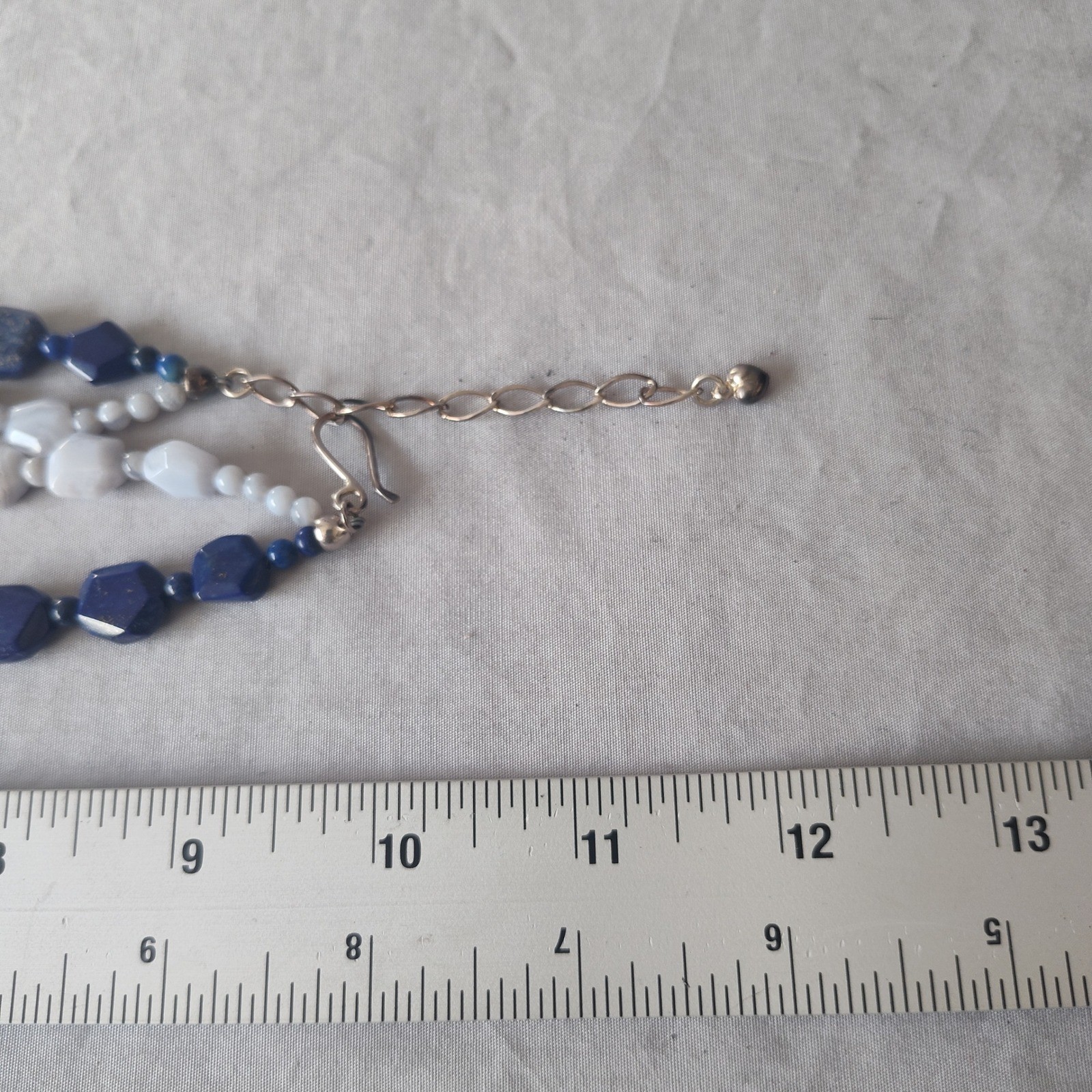 Vintage Lapis Lazuli Blue Lace Agate Double Strand Beaded Necklace 21in DW1151