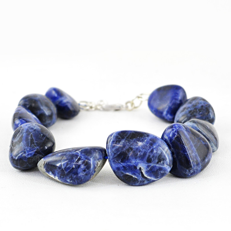 Untreated 246.00 Cts Earth Mined Blue Sodalite Beads Bracelet – Free Shipping