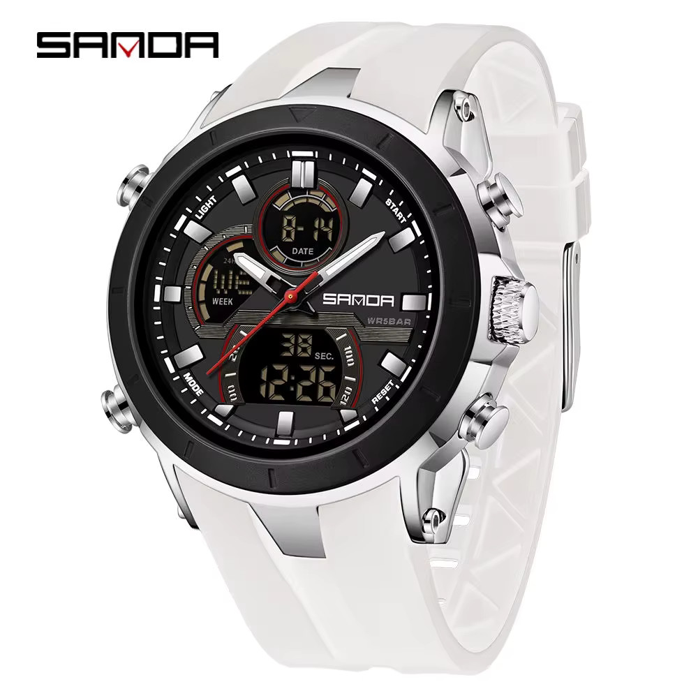 SANDA 6279 Hot Sale Digital Watch for Man Dual Display Large Dial Auto Date Lumi
