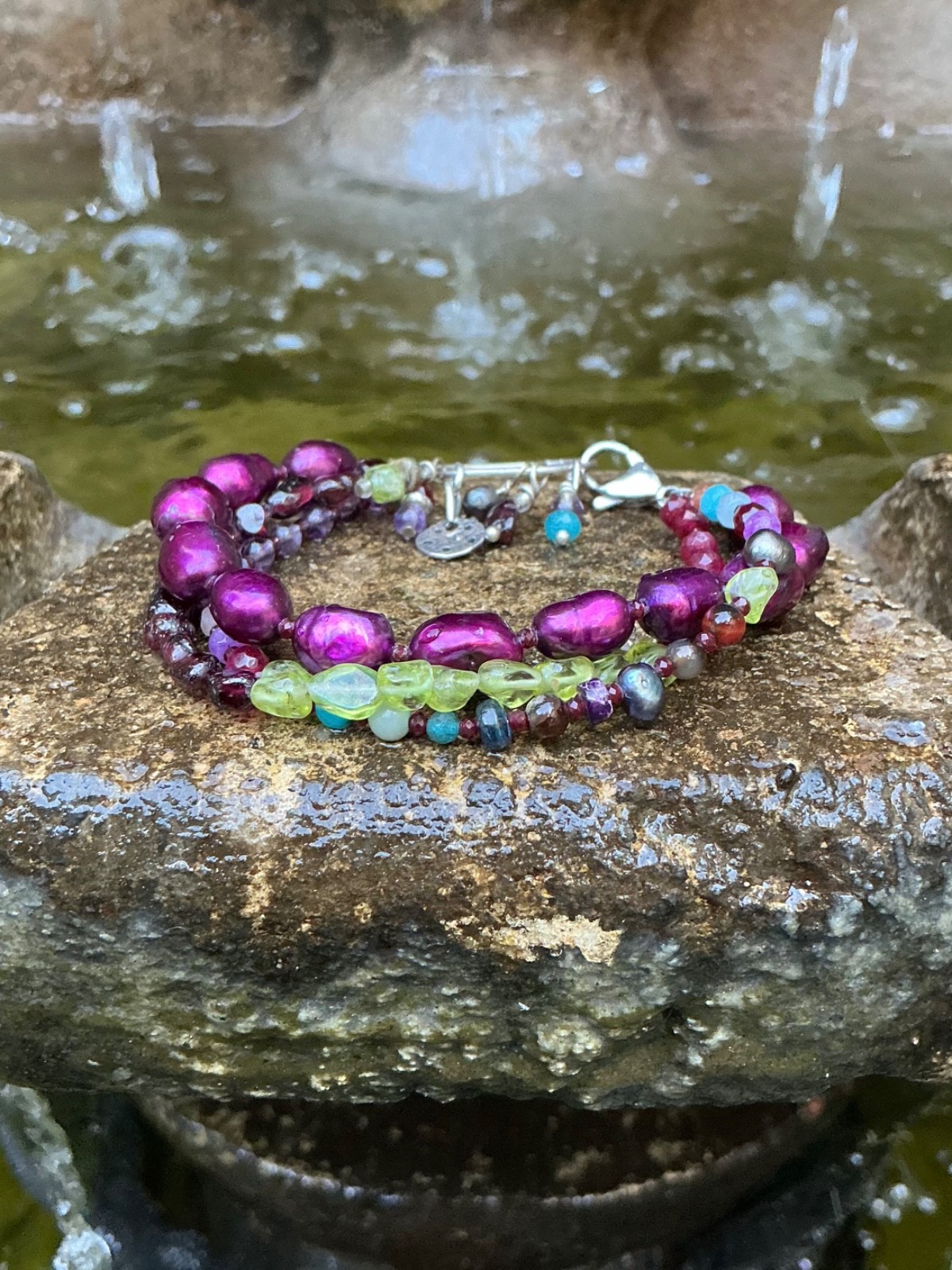 NEW: Inspired by Sundance Catalog, artist crafted three strand bracelet