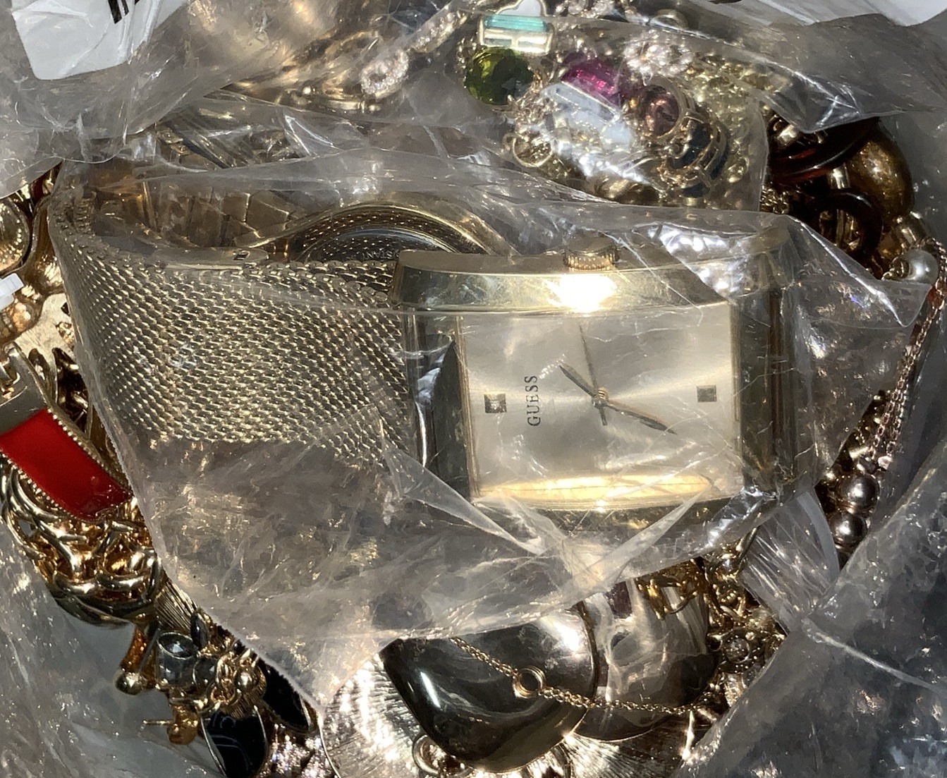 Jewelry Craft Repair Lot Junk Mixed Scrap Chains Beads Metal Plastic 7lb. 8oz.