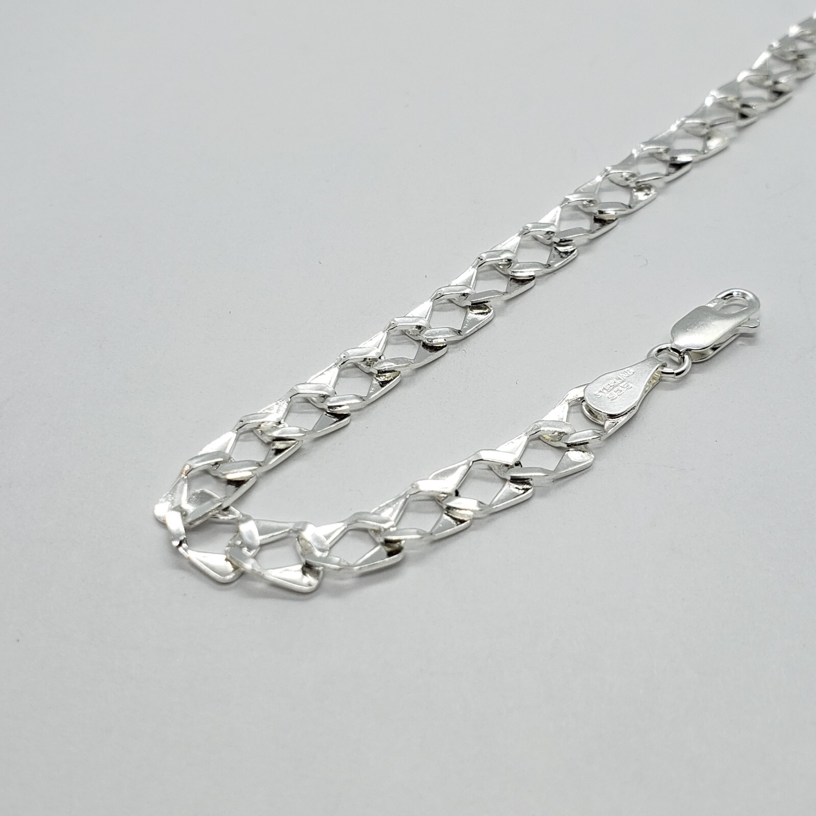 925 Sterling Silver Flat Mariner Link Chain Bracelet 7mm 1/4 inch Wide 7″ Long