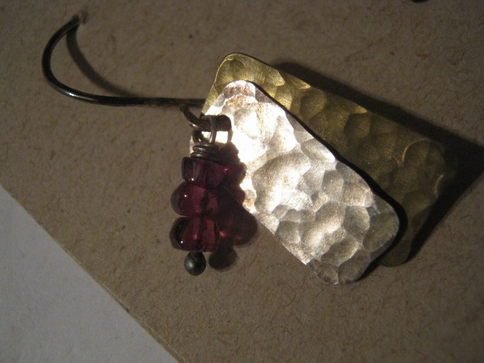 Robin Braun DREAMING BEE Handcrafted Sterling Silver Hook Earrings w/ Garnets