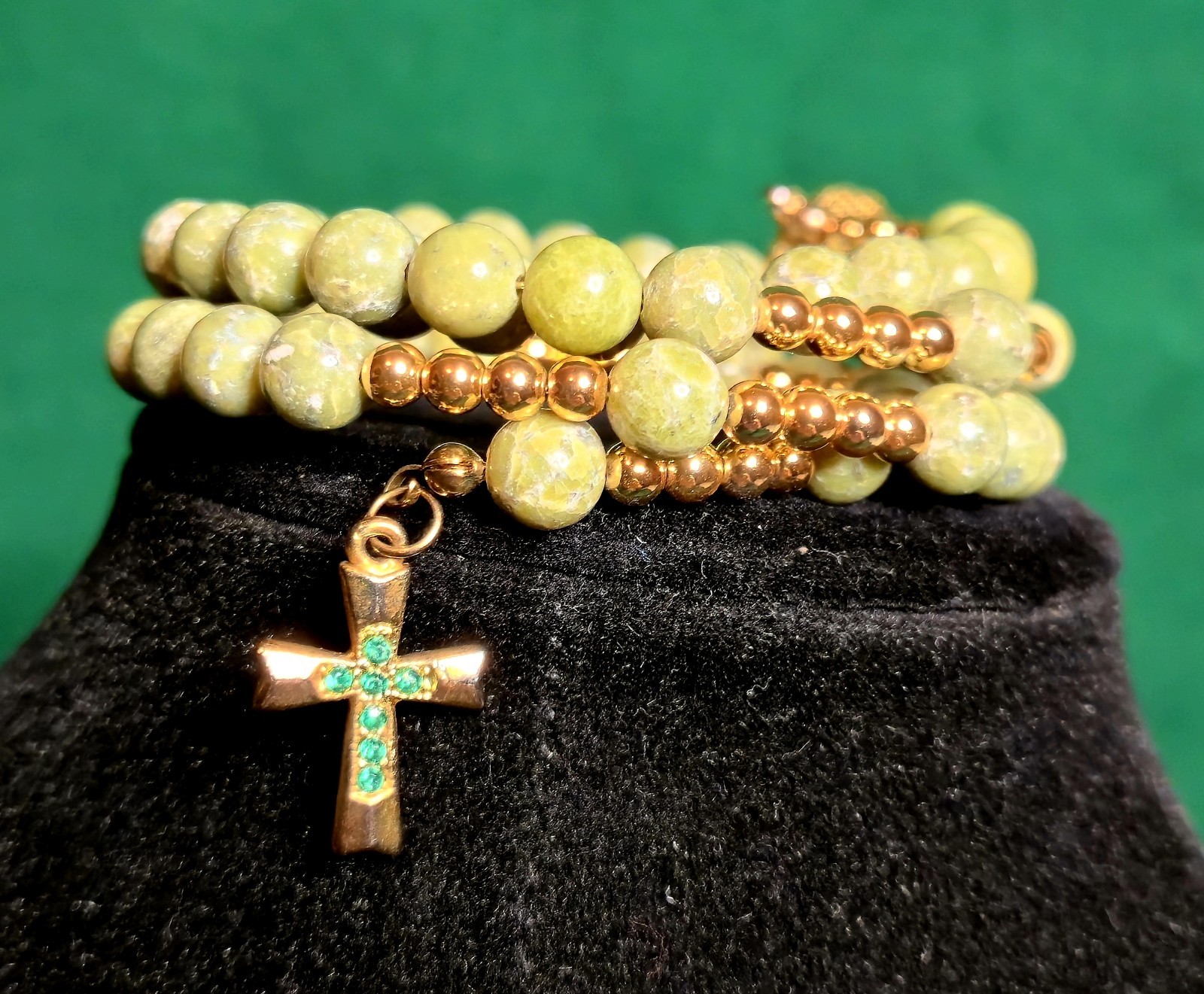 Connemara Marble Wrap Rosary Bracelet.