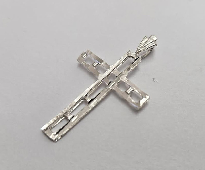 925 Sterling Silver Plain Rectangular Hole Cross Pendant 1 Inch Tall (25mm)