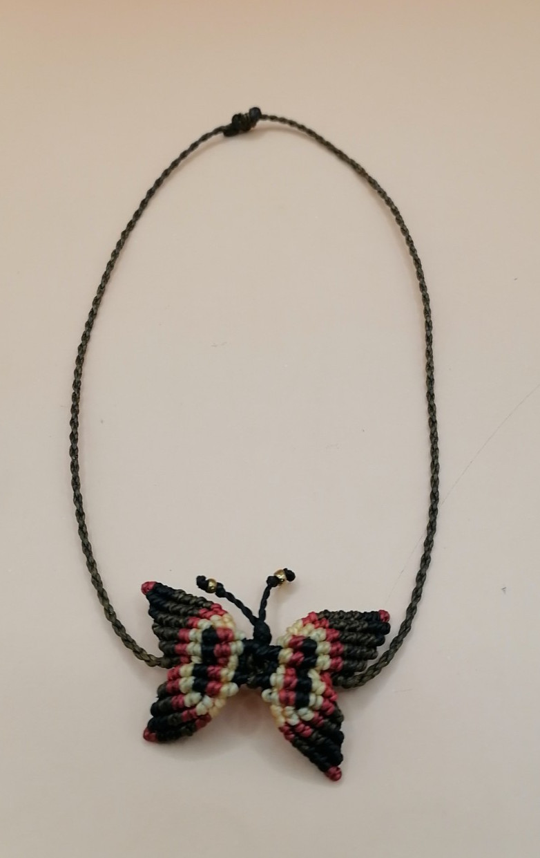 Handmade Macrame Butterfly Anklet, Multicolor