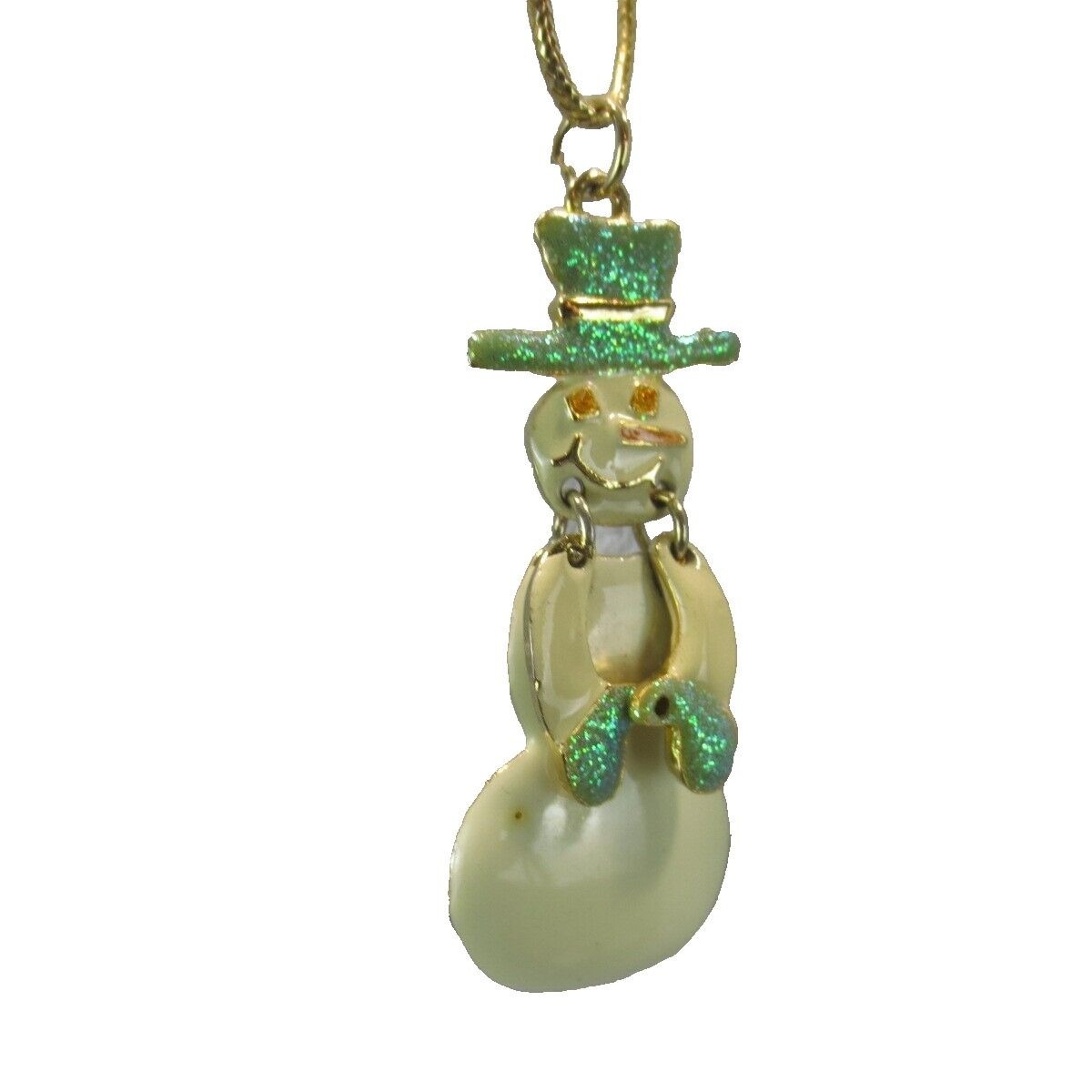 VTG Enamel Alloy Christmas Novelty Snowman Pendant Jewelry Thread Necklace