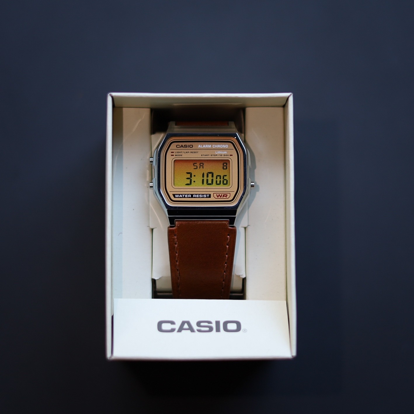 Casio A158 With Custom Brown Leather Strap: Brand new mod with box and papers