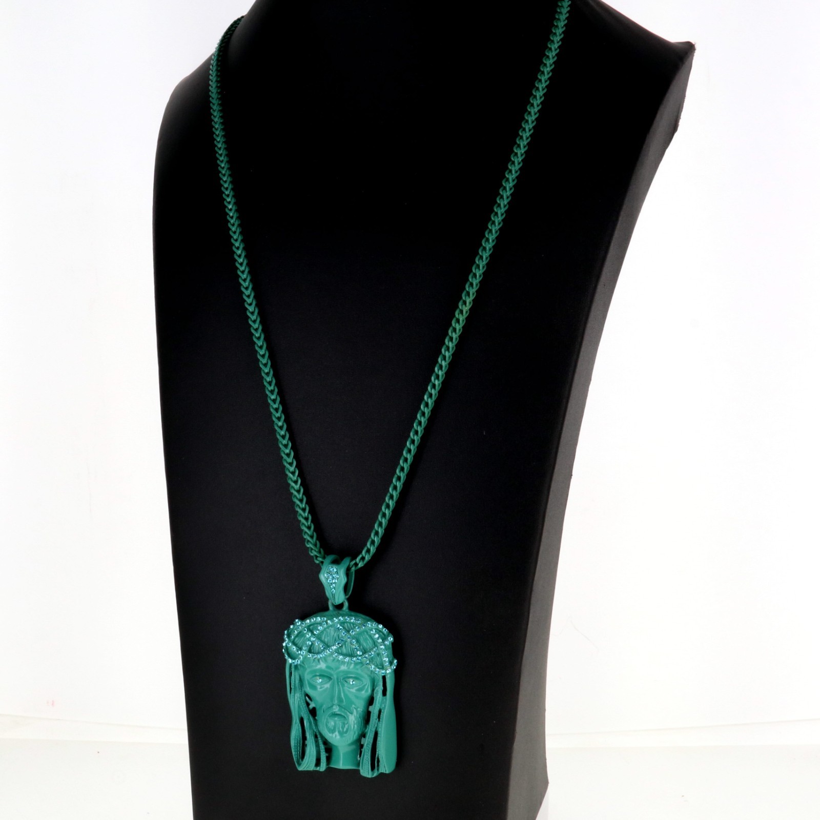 Red Large Jesus Face Pendant With 38″ Franco Chain Hip Hop Necklace New