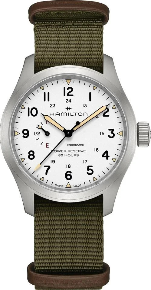NEW HAMILTON KHAKI FIELD 80 HOUR MECHANICAL POWER RESERVE WHITE 40MM H69509910