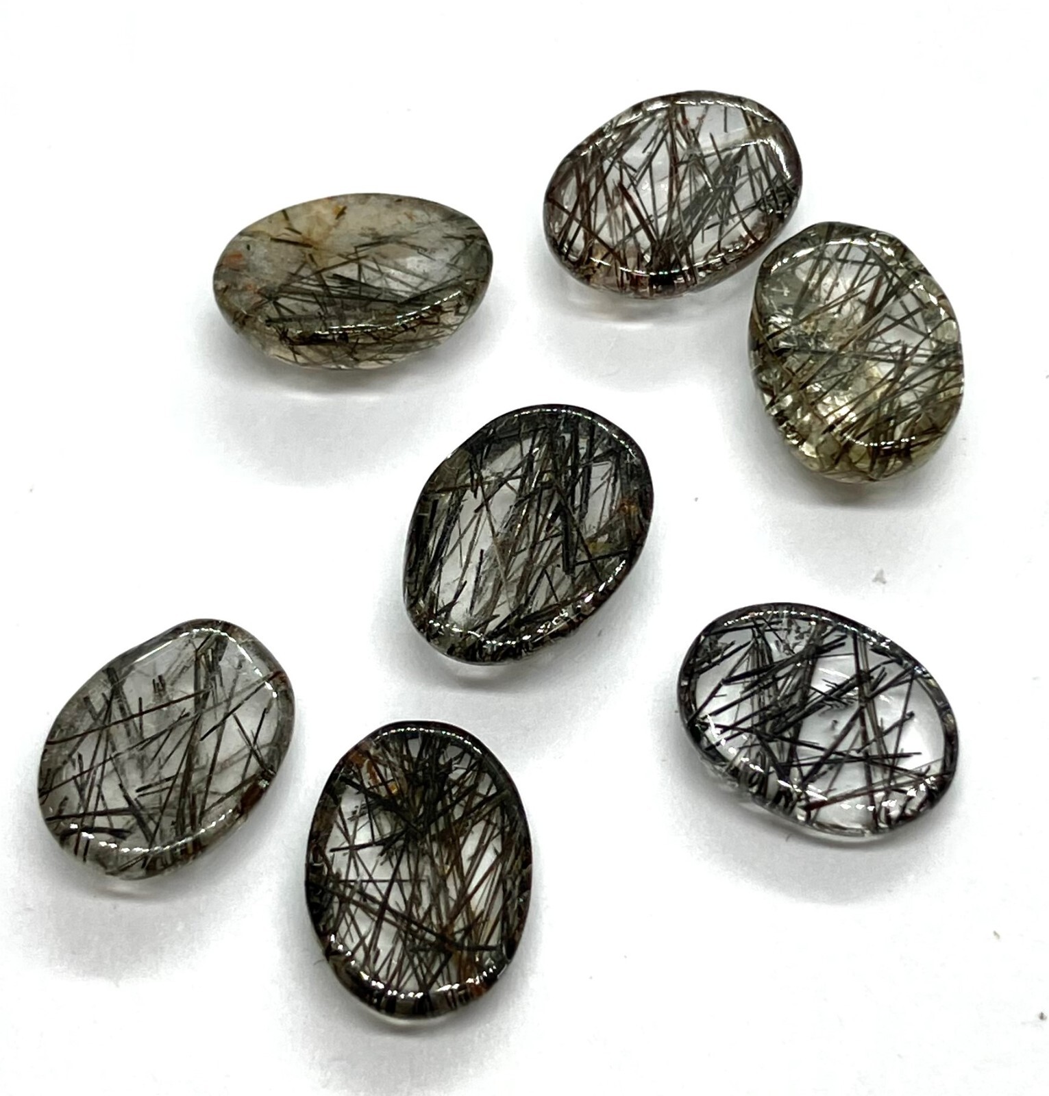 Black Rutile Flat Back Oval Cabochon AAA Natural Loose Gemstone Making Jewelry