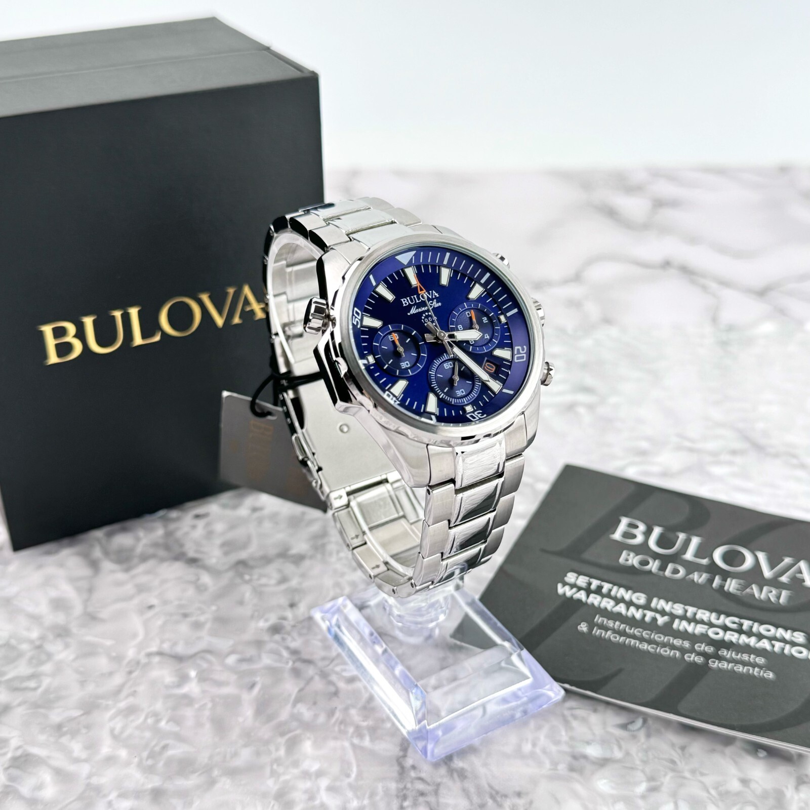 Bulova Classic Marine Star 96B256 Bule Dial Quartz Chronograph Men’s Watch 43MM