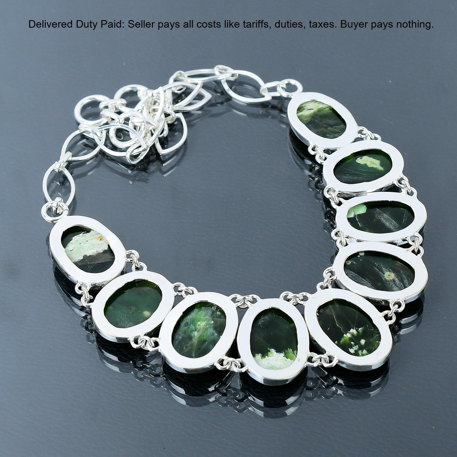 Australian Chrome Chalcedony Stone Sterling Silver Chain Engagement New Necklace