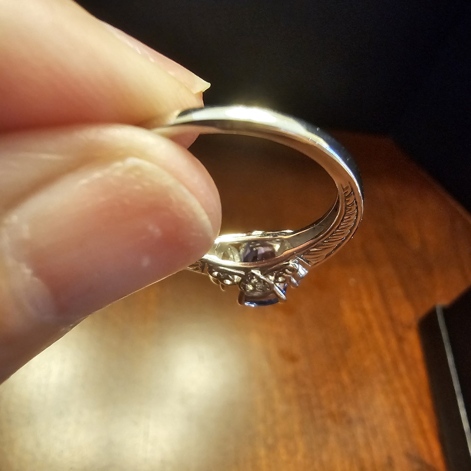 2.0 ctw NATURAL Blue Tanzanite Rhodium Over Silver Ring size 9.5