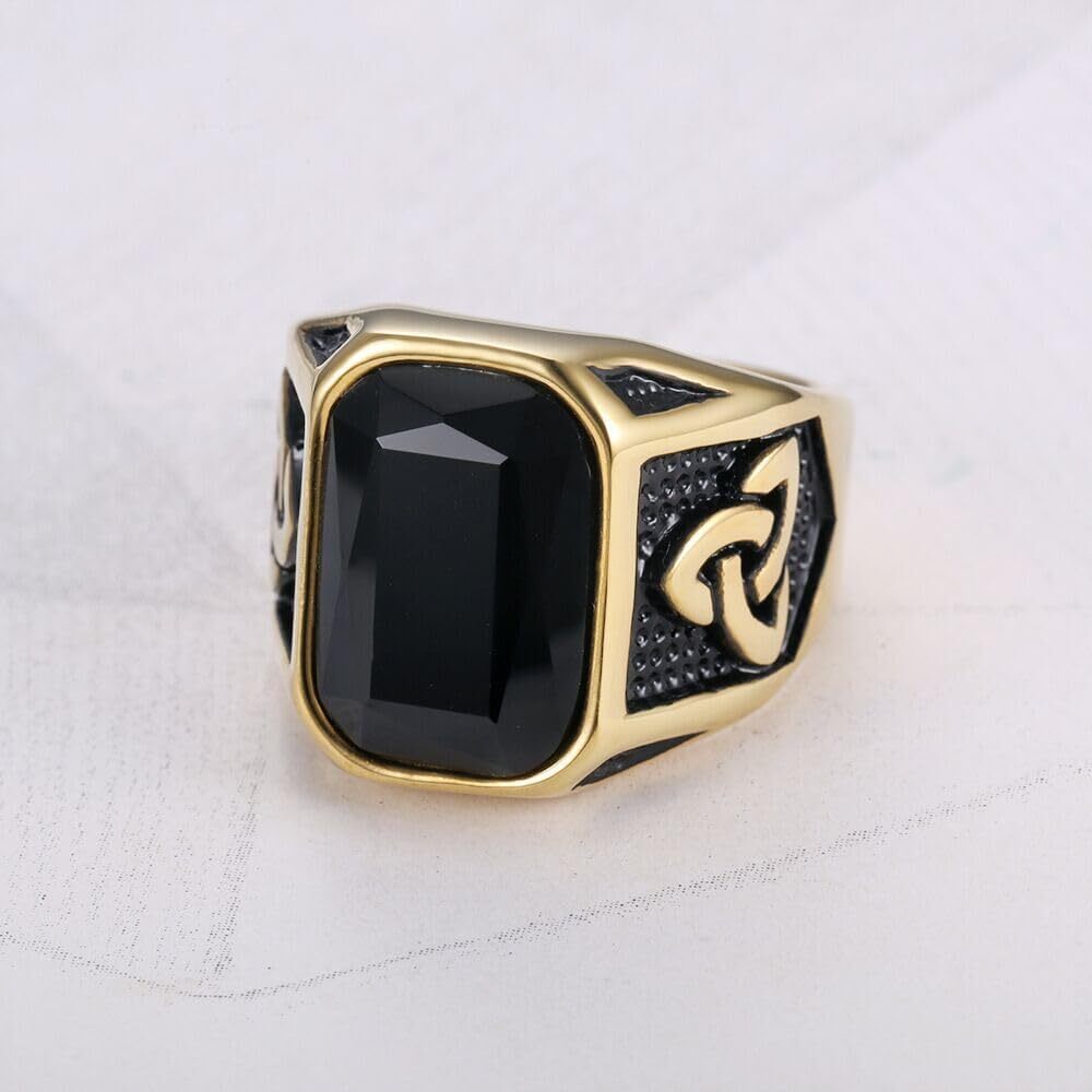 Creative Cool Personality Men’s Red Gem Ring Viking Titanium Steel Trend Jewelry