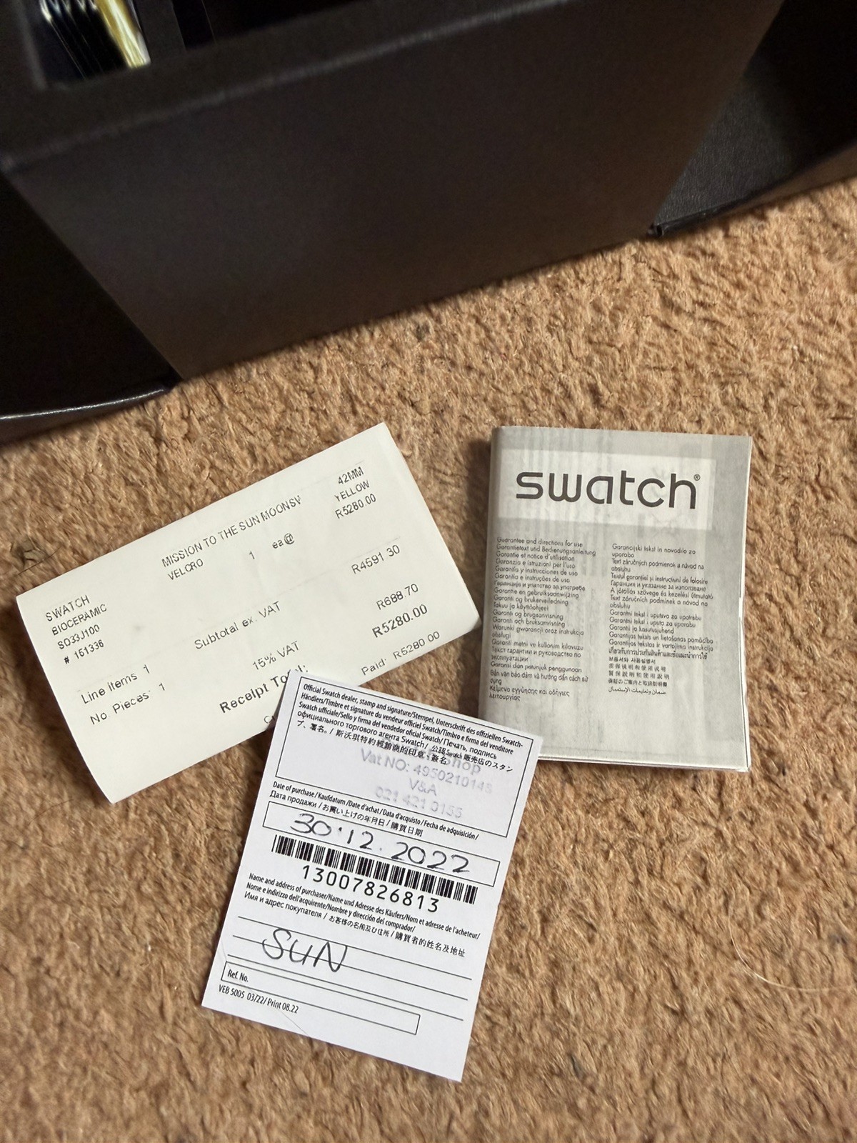 OMEGA x Swatch MoonSwatch Mission to the Sun Chronograph Quartz Box & Manual