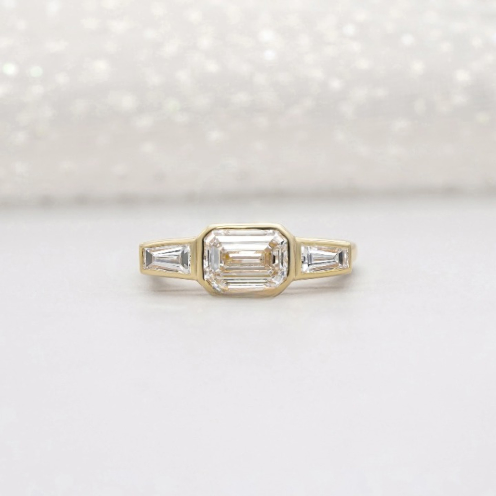 1.50 CT Emerald Cut Lab Created Diamond Solitaire Ring | 14k Solid Yellow Gold
