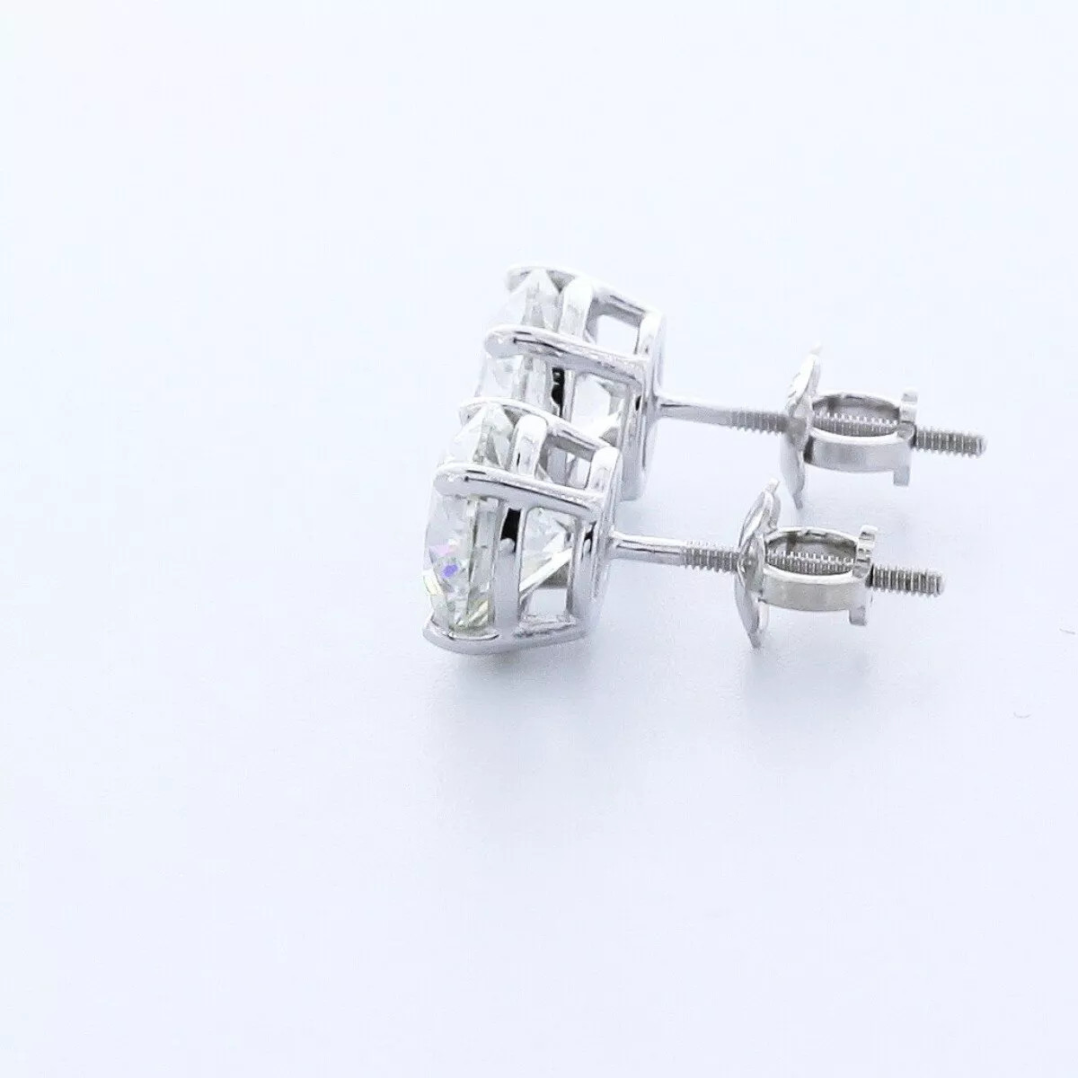 Stud Earrings Solid 14K Yellow Gold Classic 3.25 CT Round Natural Diamond H SI2