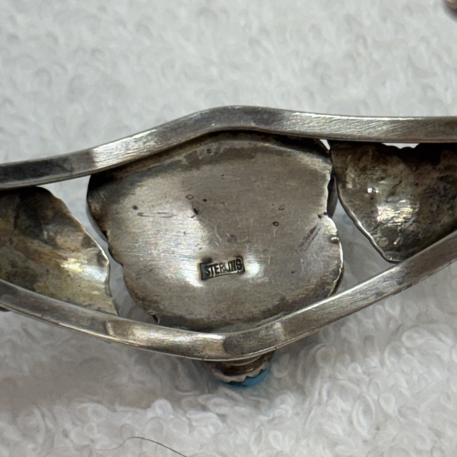 Sterling Silver Turquoise Cuff Bracelet Vintage 6.25”