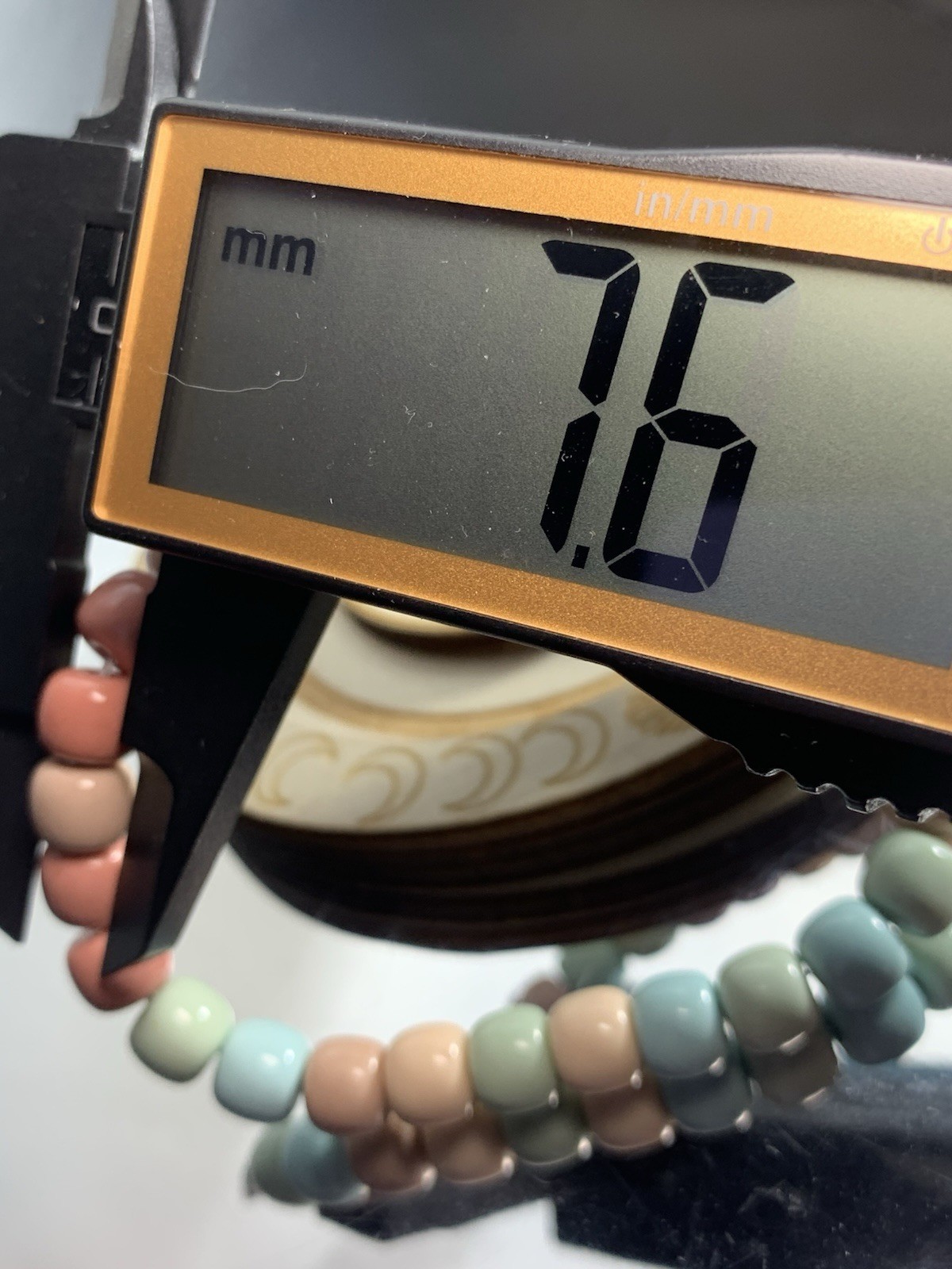 7.6mm Natural Magnesite Bracelet / Rainbow-Coated