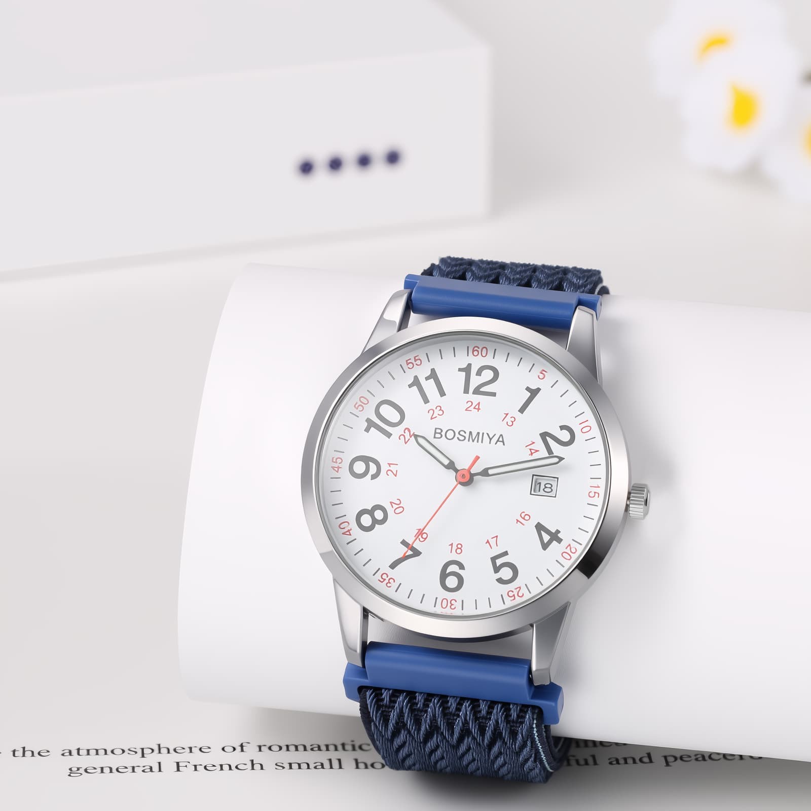 Womens Date Boho Colorful Woven Elastic Band Quartz Wristwatch Easy to Read