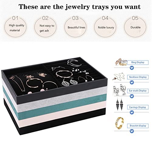 Large Velvet Jewelry Tray, Drawer Organizer for Jewelry in 24grid Black