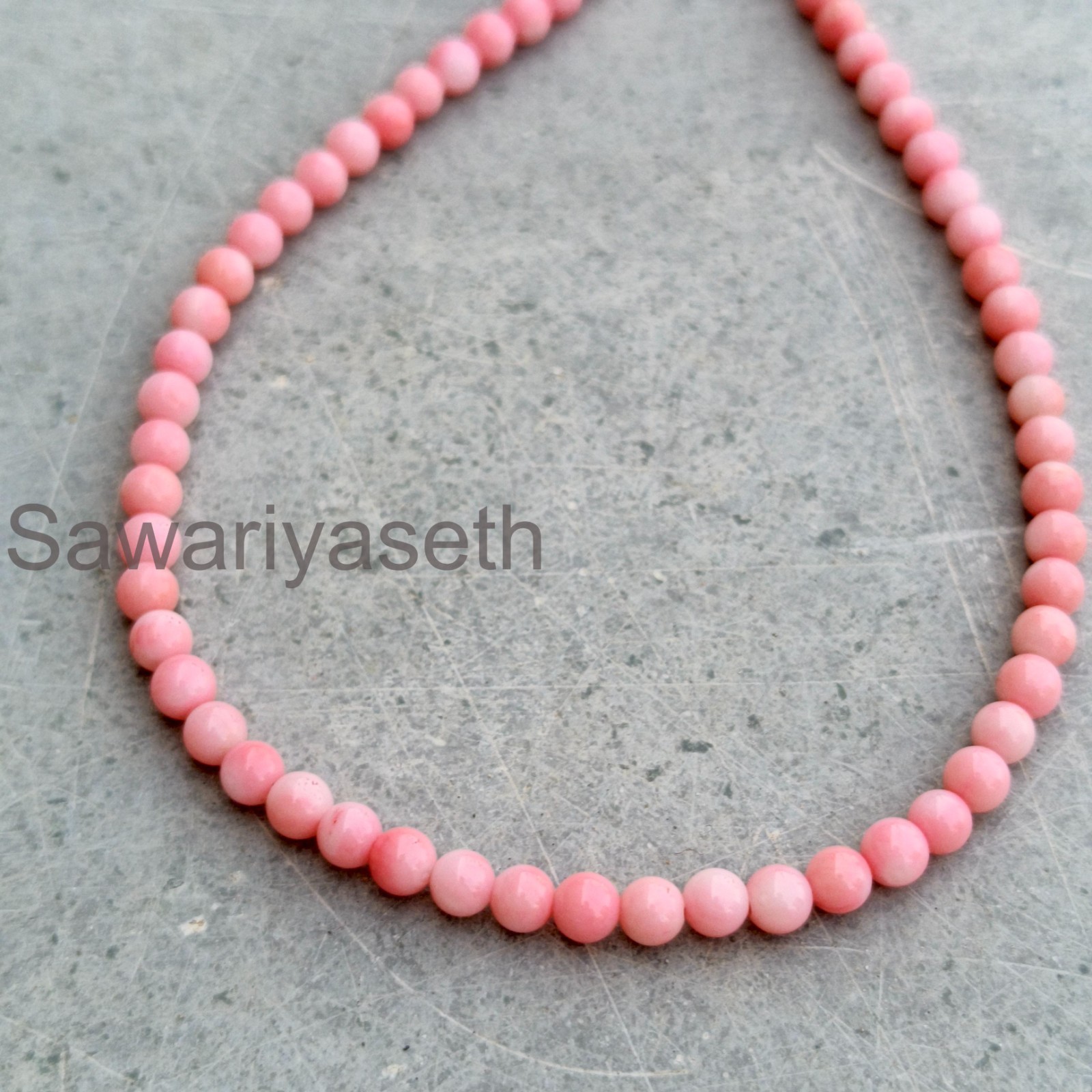 Pink Coral Necklace | 3mm Smooth Beads, Sterling Silver Clasp