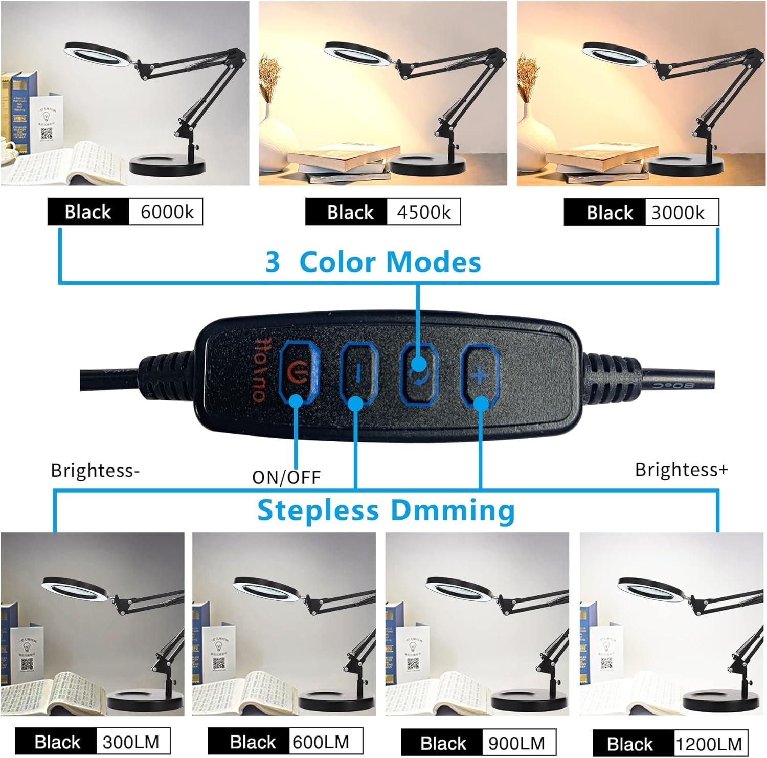 Dimmable 10X Magnifying Glass with Adjustable LED Lighting – Perfect for Crafts