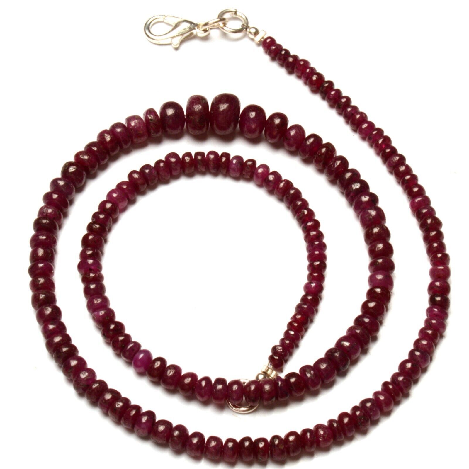 Natural Ruby Gemstone 3 to 6 mm Size Smooth Rondelle Shape Beads 16.5″ Necklace