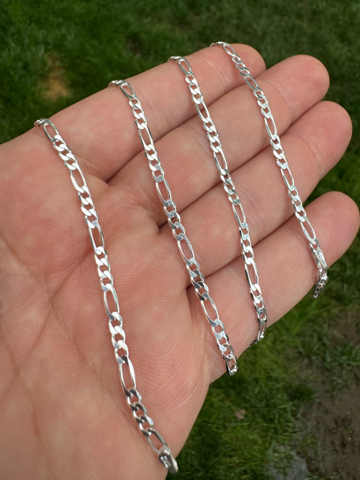 Cadena o Pulsera Figaro de Plata Esterlina 925 Sólida 2.5-15mm Hecha en Italia
