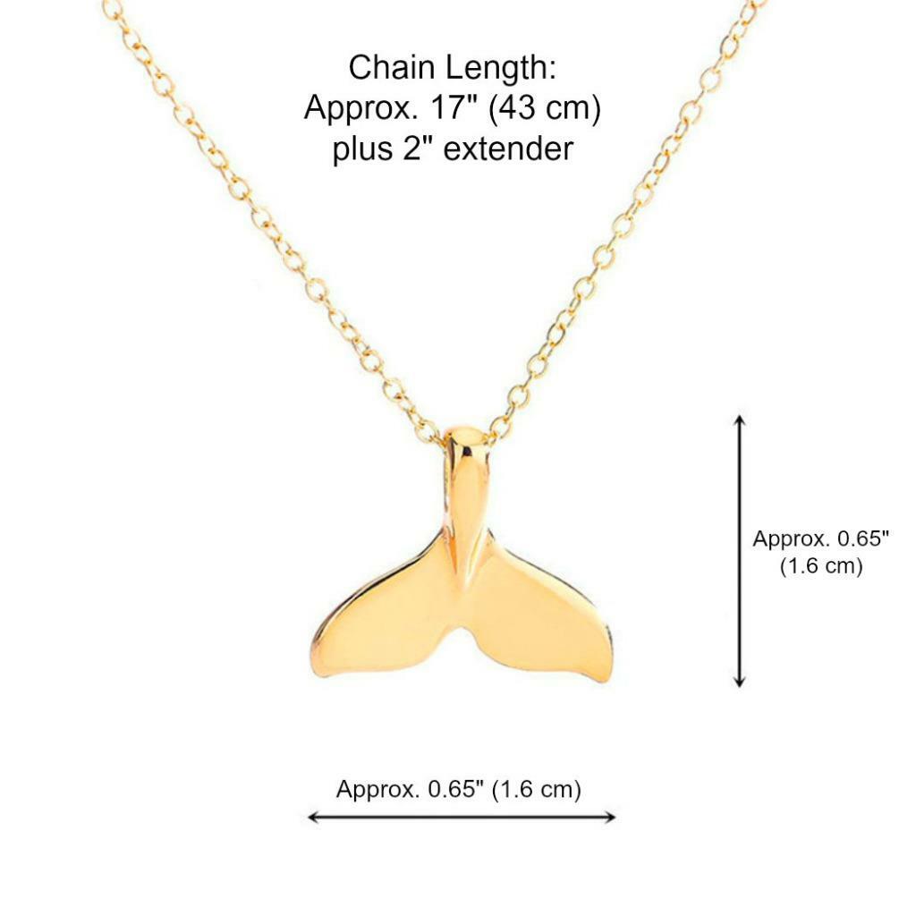 WHALE TAIL NECKLACE 17″ Chain Fish Nautical Beach Mermaid Gold Silver Color NEW