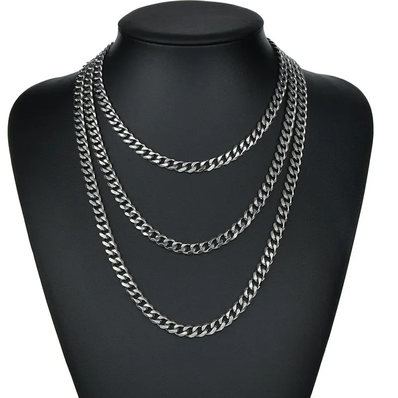 Stainless Steel Silver Cuban Curb Chain Necklace Mens Womens 3-11mm 16-36 Inch