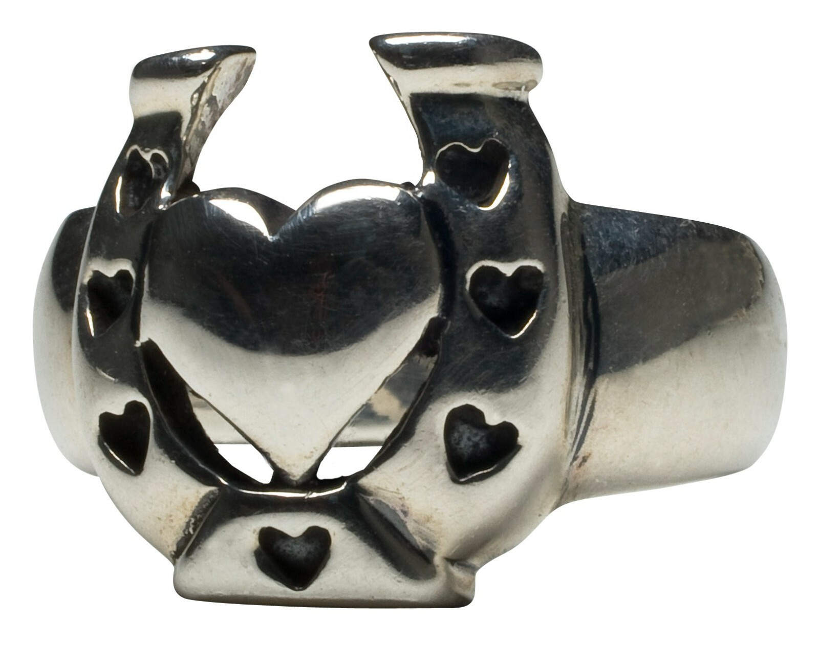 Femme Metale Lucky ‘n’ Love Horseshoe Heart Rockabilly Fine Sterling Silver Ring