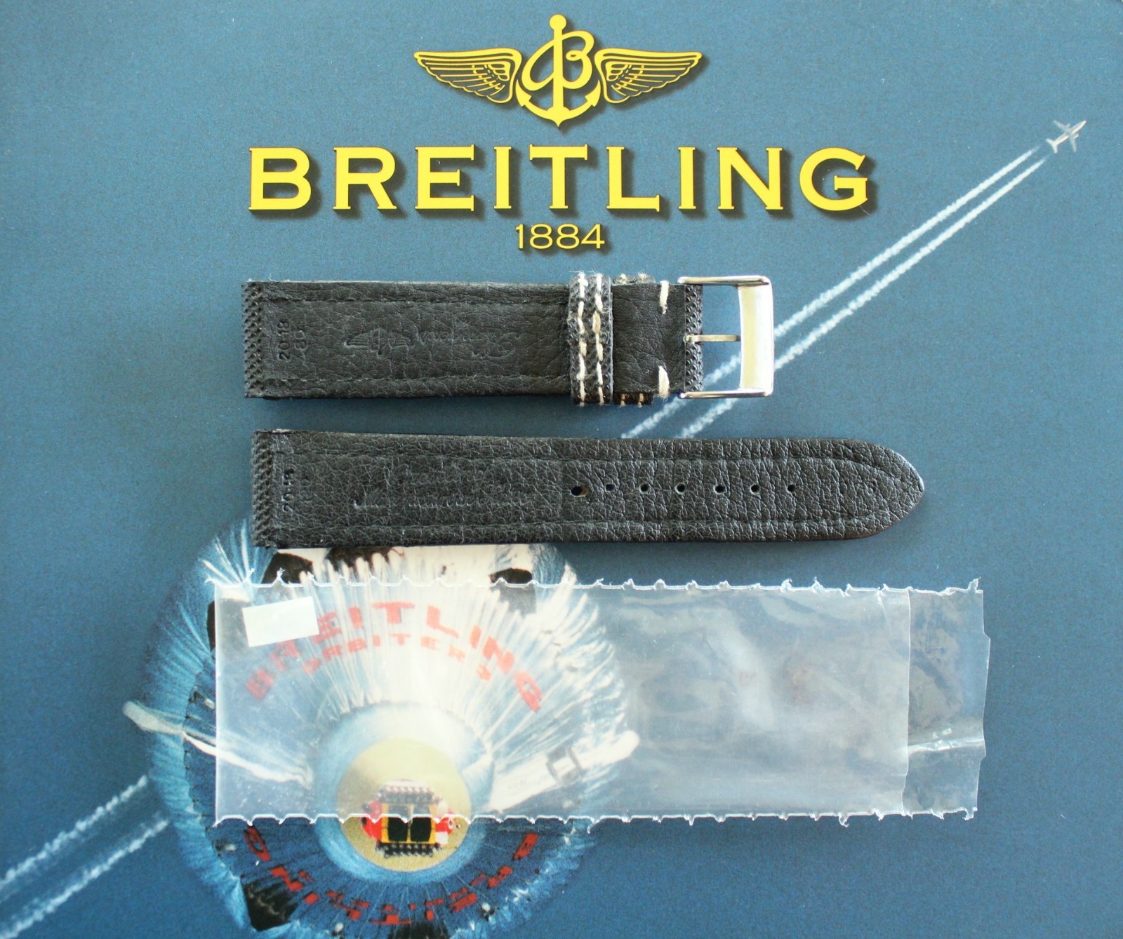 NOS BREITLING 107S 20-18 BLACK PLONGEUR TONGUE BUCKLE WATCH BAND WATCHBAND STRAP