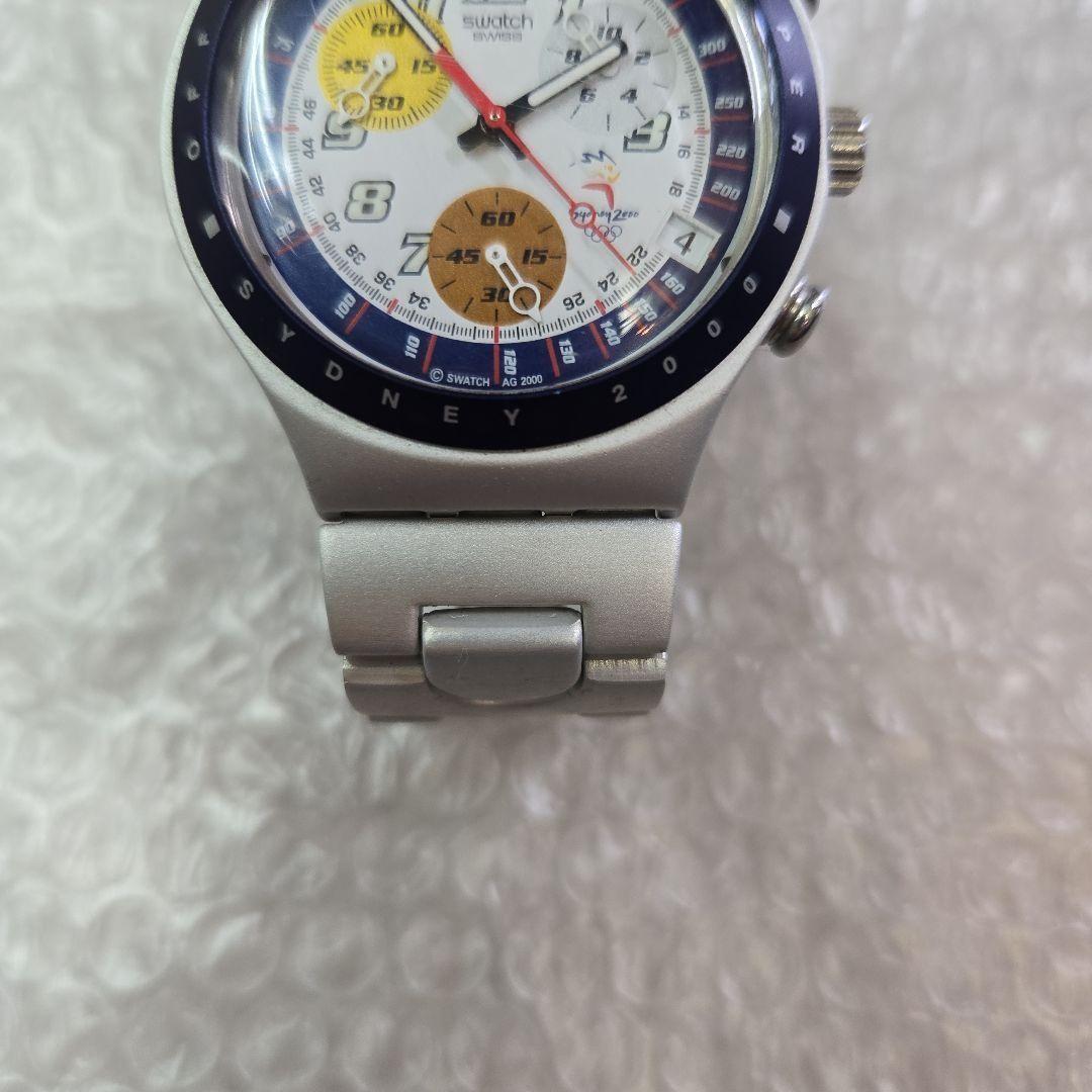 Swatch Olympic Chronograph Irony White Dial 17cm Band Working Silver Used Watch