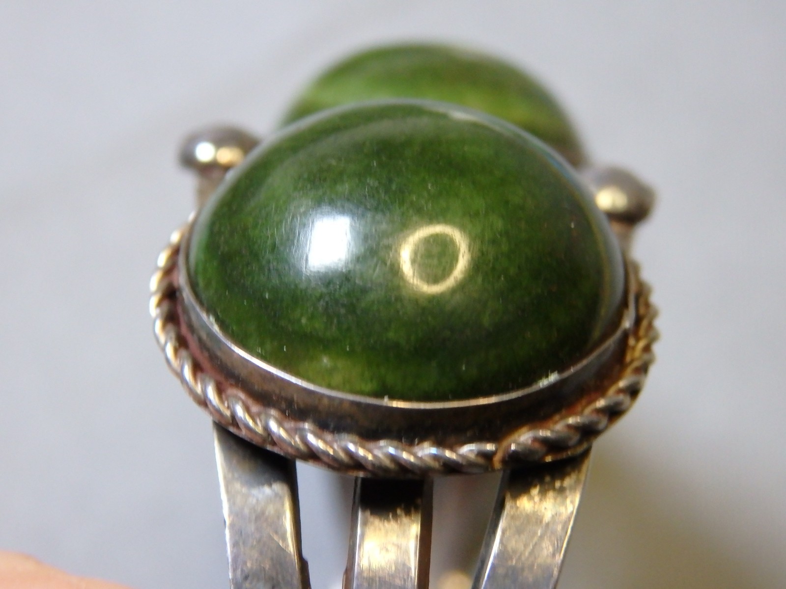 Fred Harvey Era NAVAJO Green TURQUOISE Stamped Coin Silver 40g Cuff Bracelet