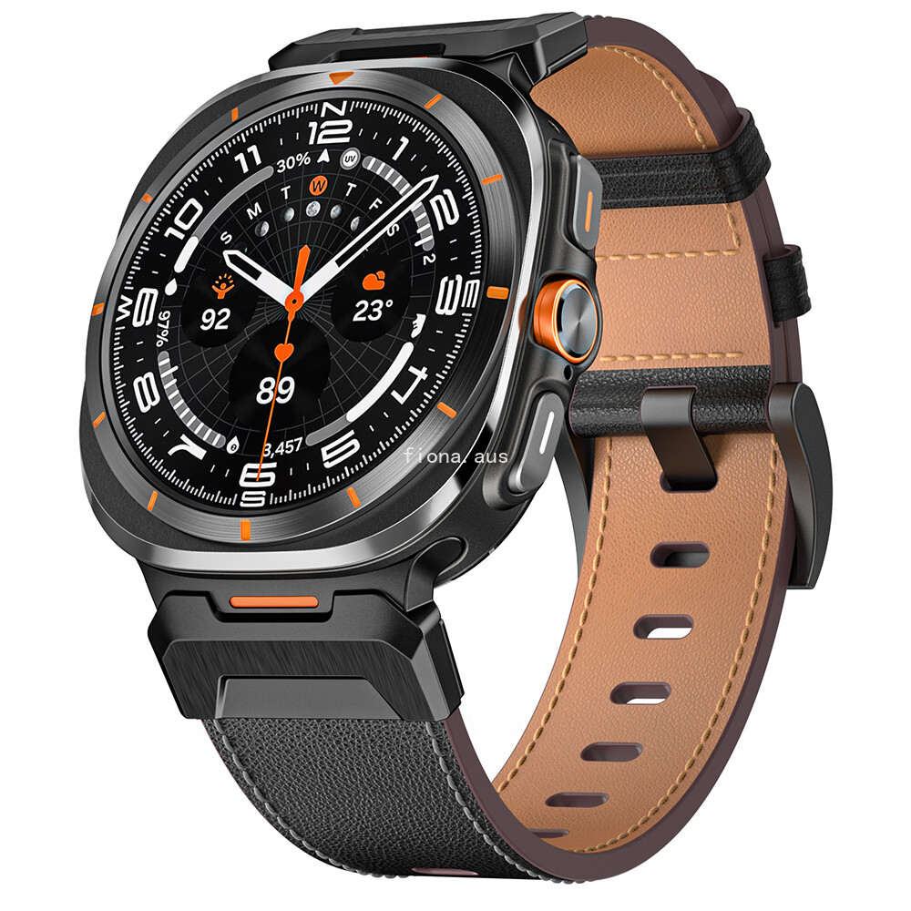 Rugged Leather Band Metal Connector Strap For Samsung Galaxy Watch Ultra 47/2025