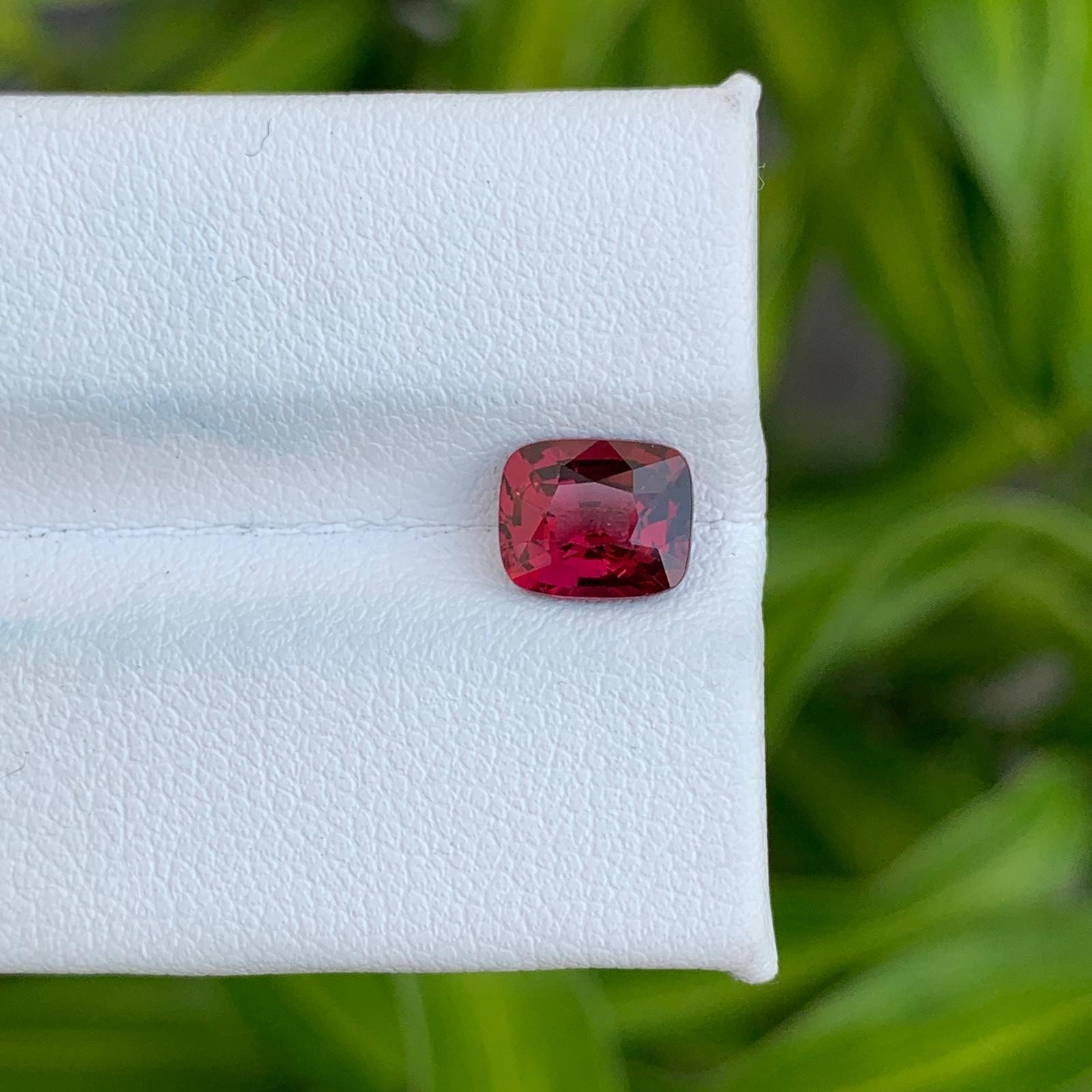 Natural Red Garnet 1.75 Cts Cushion Cut SI Clarity Loose Gemstone Tanzania