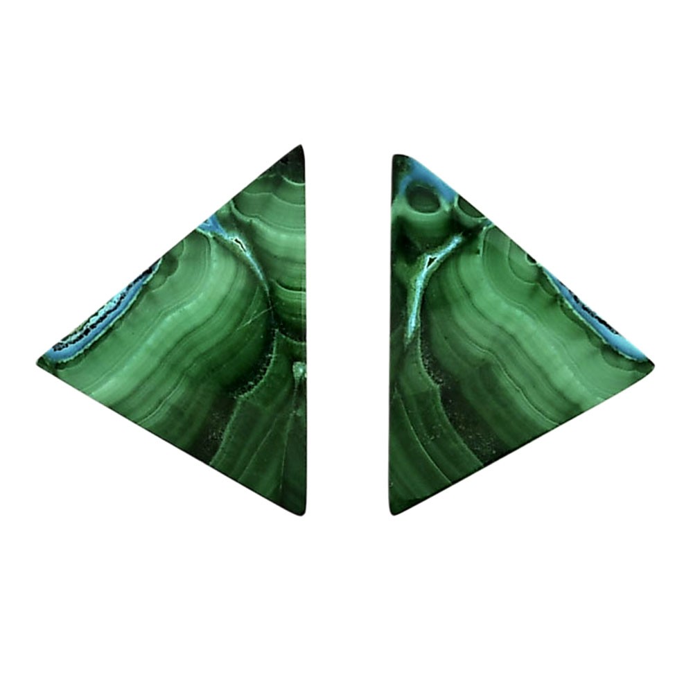 Natural Malachite Eye Pair 18.5×25.5×4 mm Fancy Polished Gemstone LS65-04239