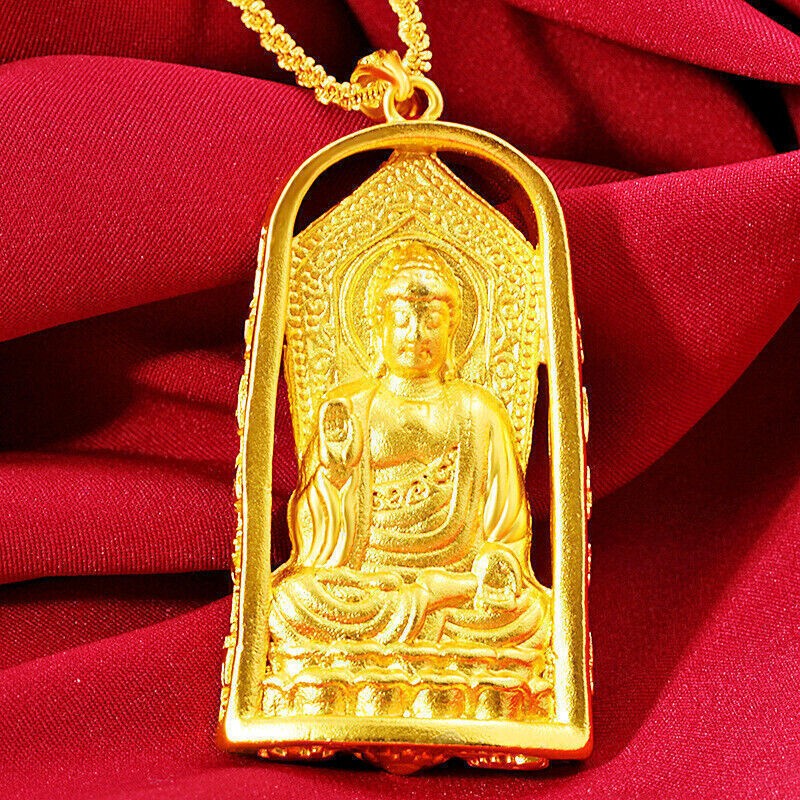 Buddha 23K 24K THAI BAHT YELLOW GOLD Charm Necklace Pendant NEW