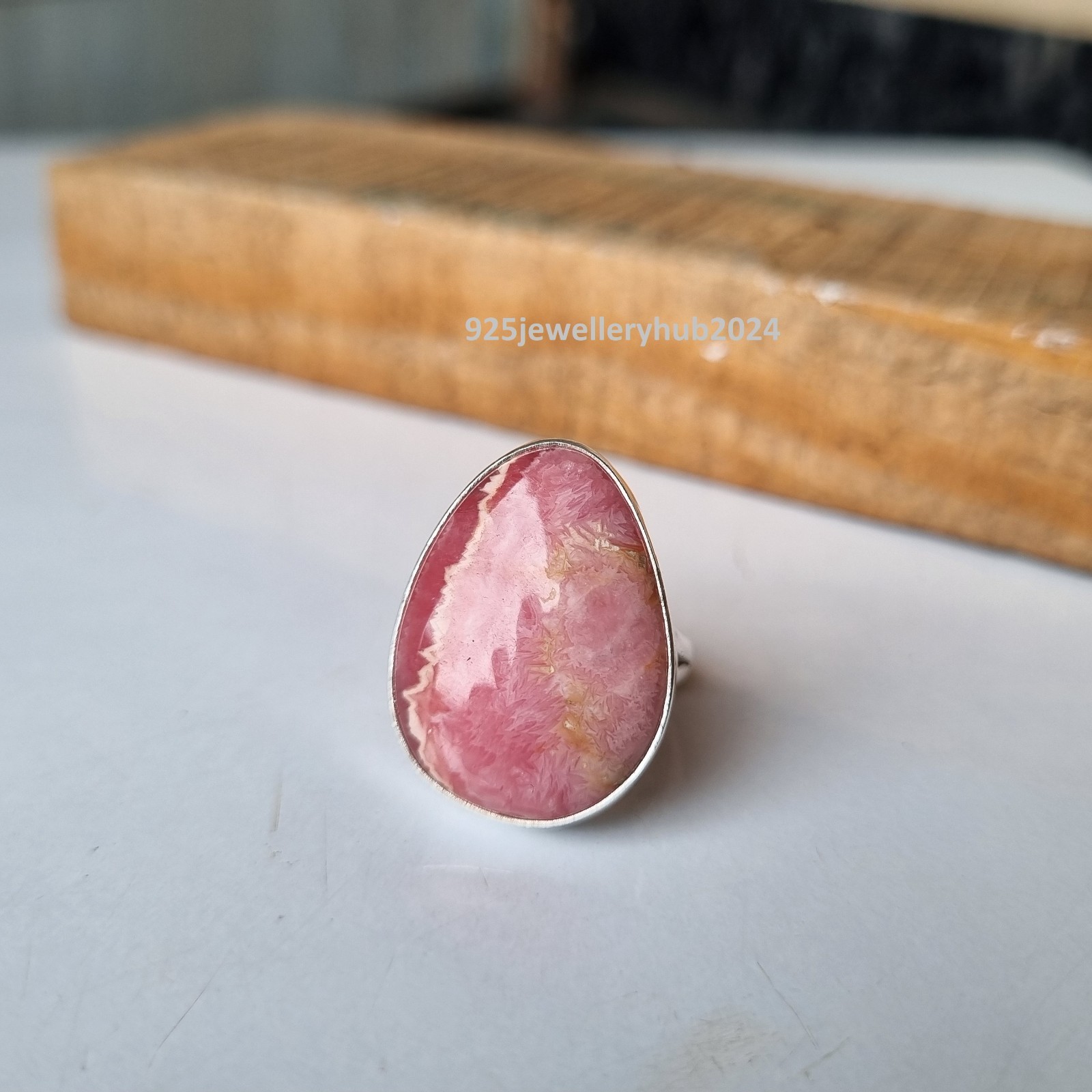 Natural Rhodochrosite Gemstone Ring 925 Sterling Silver Anniversary Ring PG6693