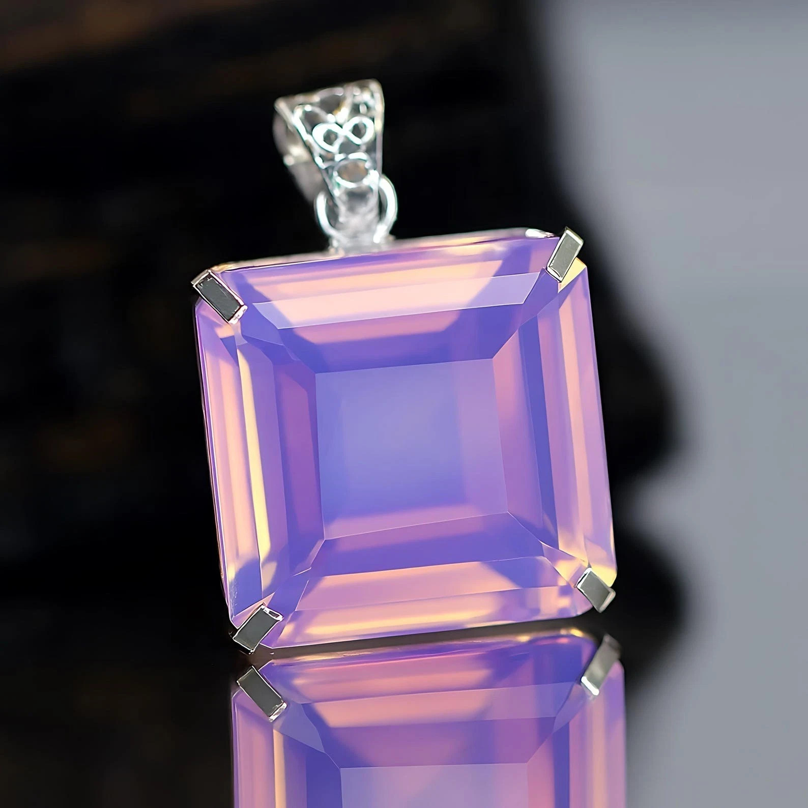 80 Ct+ Natural Pink Fire Opal 925 Solid Silver Pendant Certified Gemstone