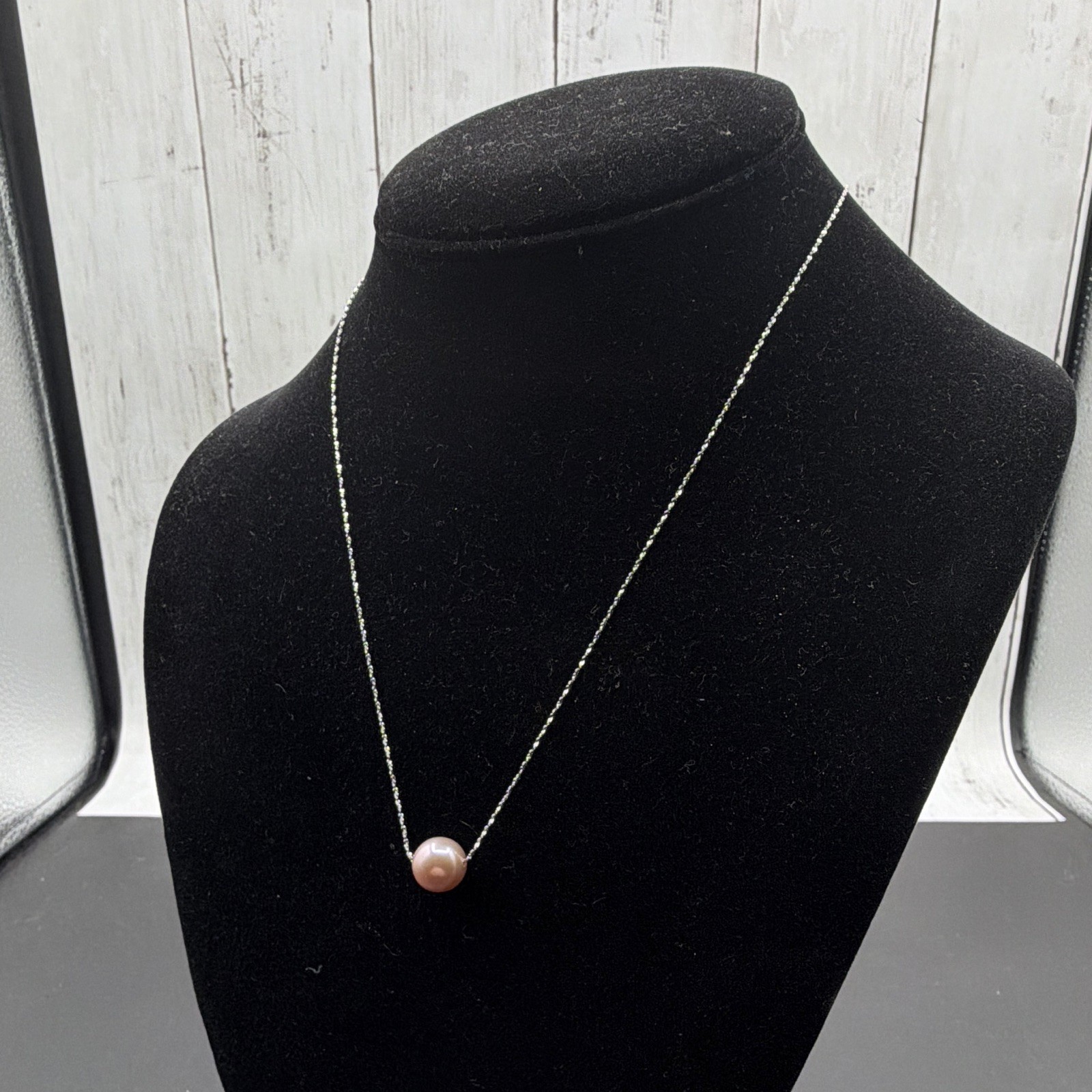 925 SS 18” RP AAA Grade 10mm Peach Floating Pearl Necklace