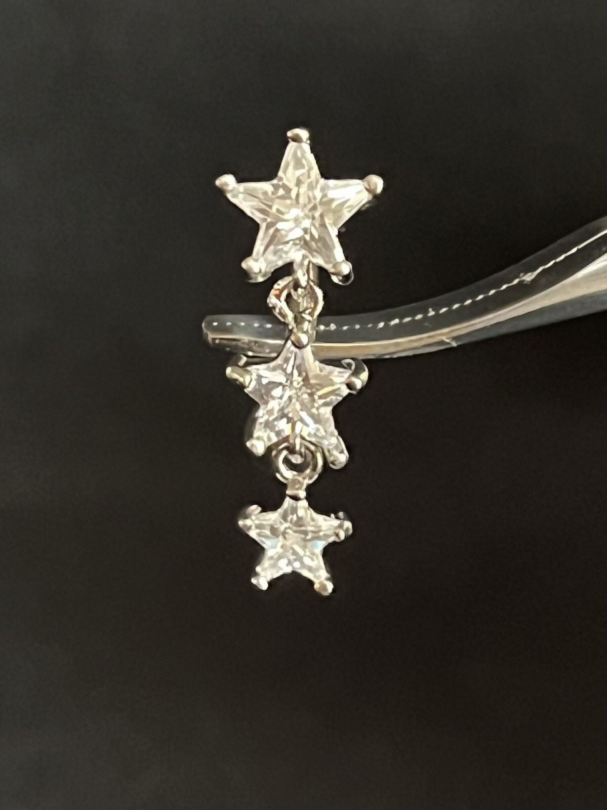 1pc CZ Gem Stars Top Drop Dangle Surgical Steel Reverse Belly Ring Navel Naval