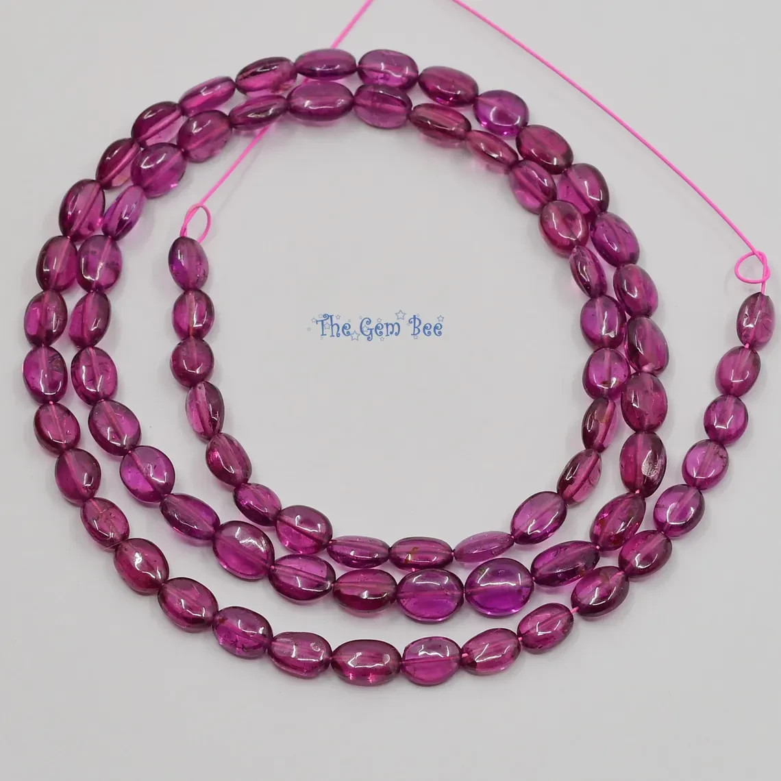 Berry Pink Rhodolite Garnet Smooth Oval Nugget Beads 16 Inch strand