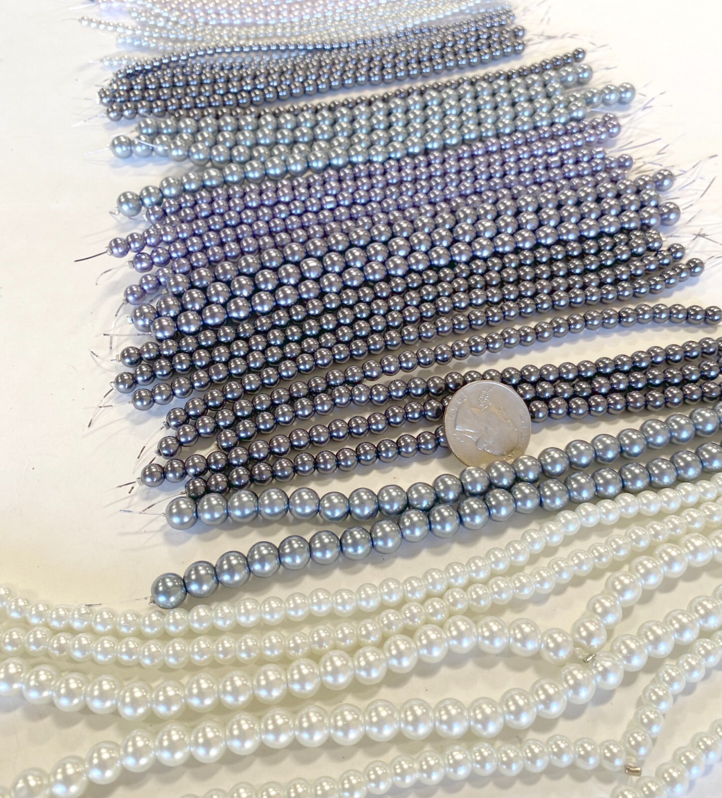 Bulk Glass Beads for Jewelry Making GRAY SILVER WHITE MIX Round Pearl 1 lb
