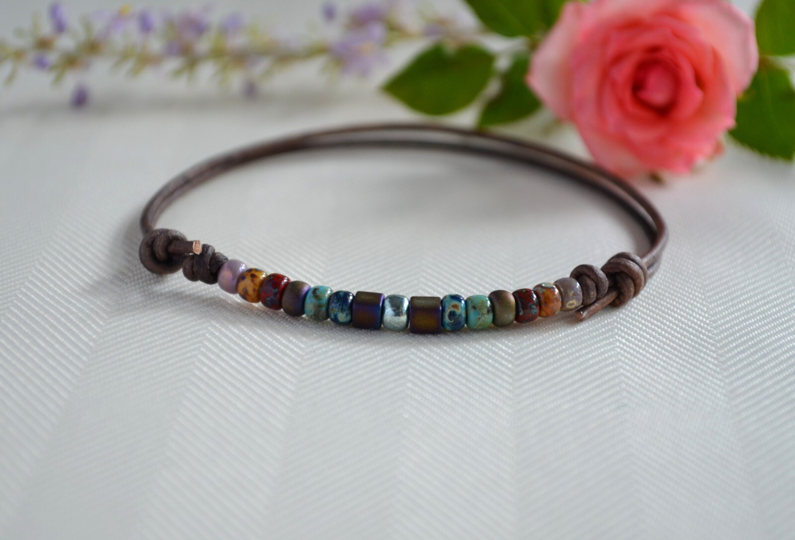 Multi-Color Bead Leather Anklet Beaded Ankle Bracelet Women’s Ankle Jewelry
