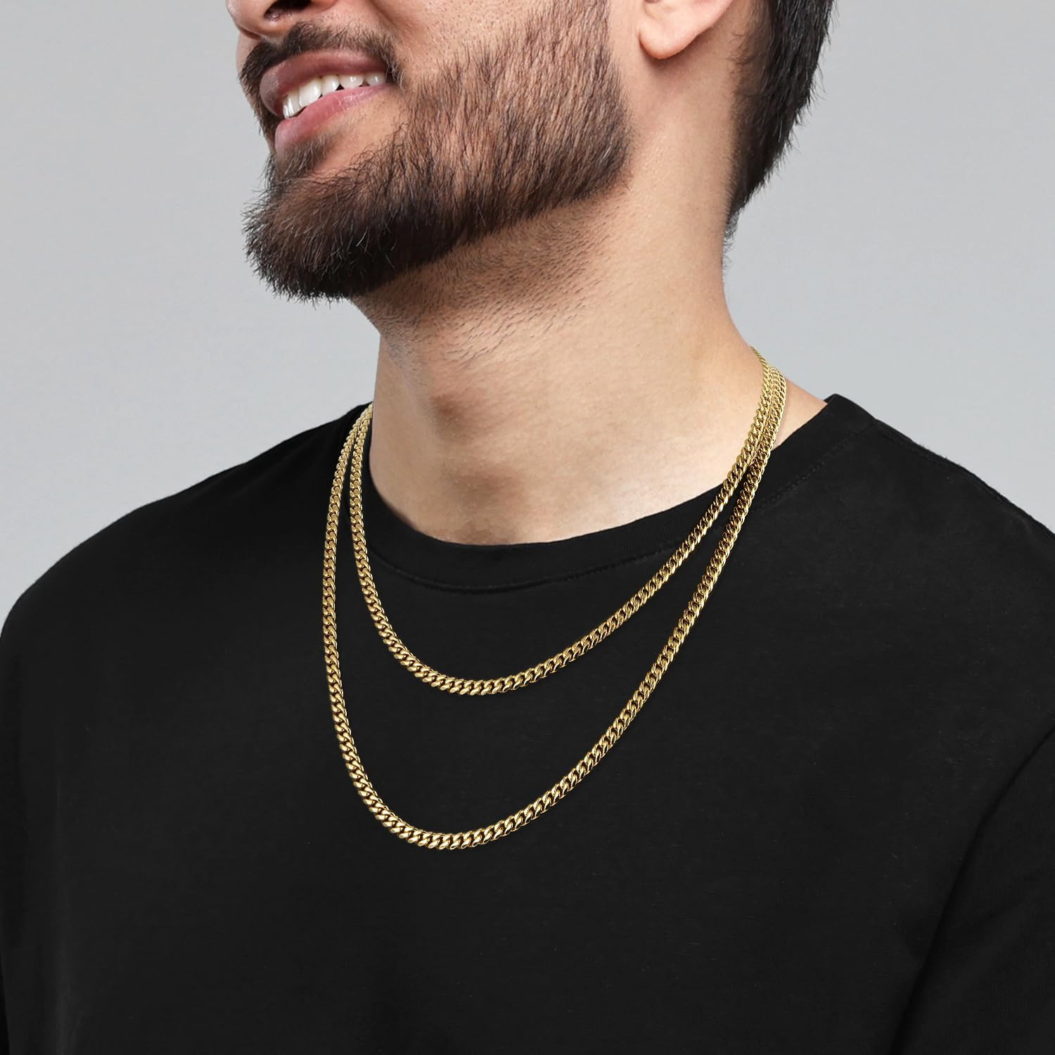925 Sterling Silver Chain for Men, 18K Gold Plated 4mm Miami Mens Cuban Link Cha
