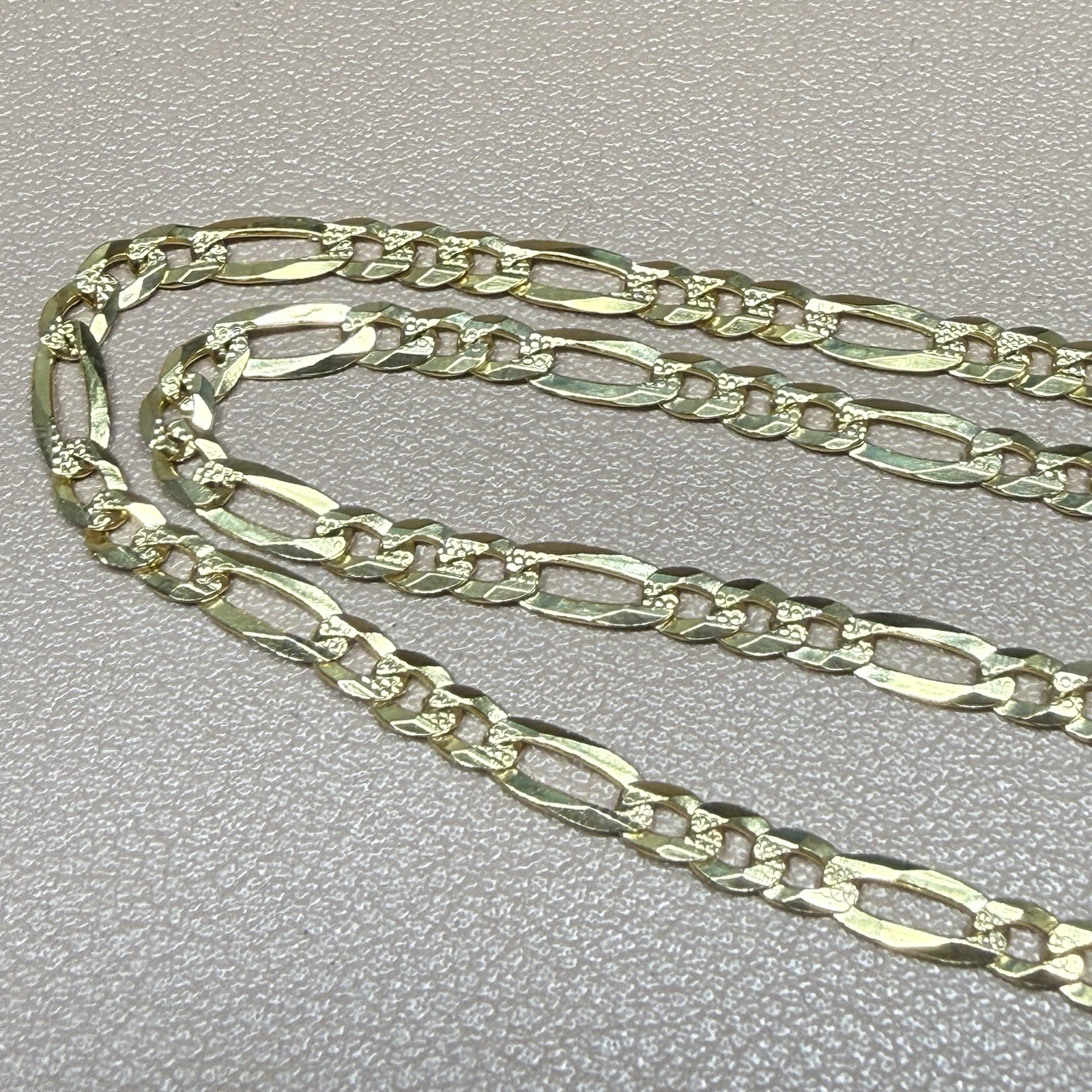Gold Plated 925 Sterling Silver Diamond Cut Figaro Link Chain Necklace 26” 4mm